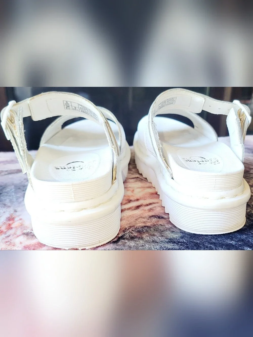 Dr Martens Voss  Leather Strap Chunky Platform Sandals White Sz 5US